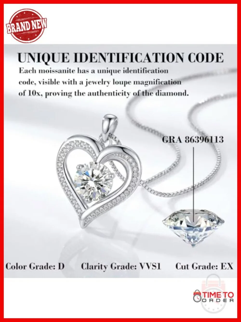 Moissanite Heart Pendant Necklace 925 Sterling Silver 1-3 CT D VVS1